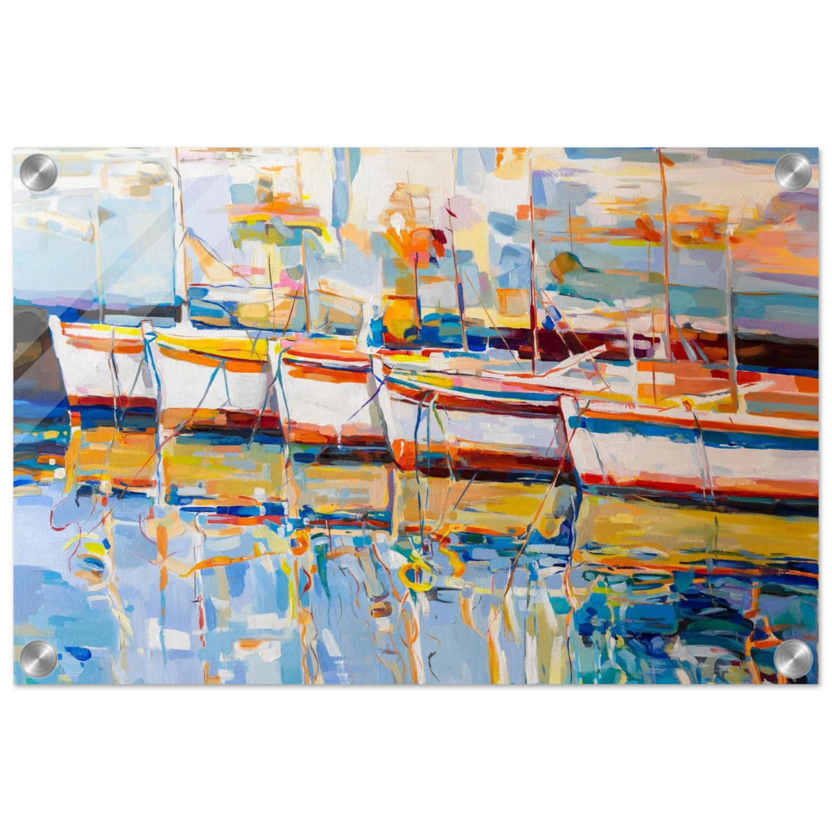 “Symphony of Sails” – Vibrant Reflections in a Seaside Dream | Wall art - Acrylic Print - 30x45 cm / 12x18″ - 