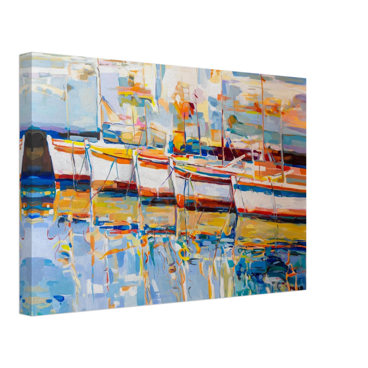 “Symphony of Sails” – Vibrant Reflections in a Seaside Dream | Wall art - Canvas - 30x45 cm / 12x18″ - 