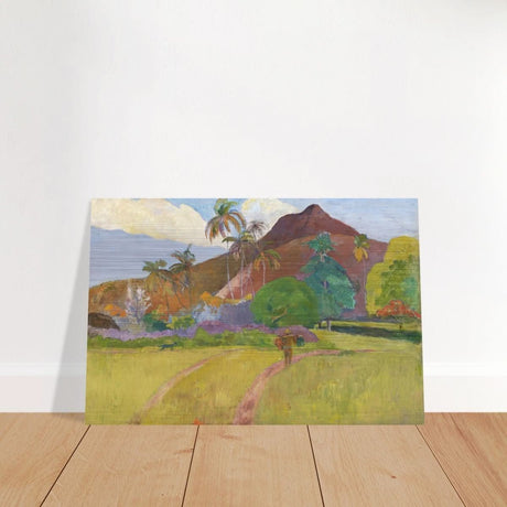 Tahitian Landscape (1891) by Paul Gauguin | Vintage Nature wall art print - Brushed Aluminum Print - 30x45 cm / 12x18″ - 