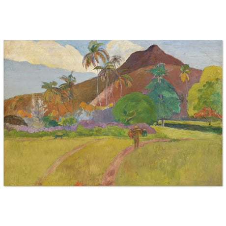 Tahitian Landscape (1891) by Paul Gauguin | Vintage Nature wall art print - Wood Prints - 50x75 cm / 20x30″ - 