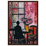 Tea by the Garden | Contemporary Impressionism | wall art print - Framed Canvas - 30x45 cm / 12x18″ - Dark wood frame