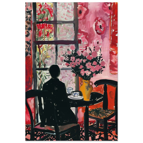 Tea by the Garden | Contemporary Impressionism | wall art print - Wood Prints - 30x45 cm / 12x18″ - 