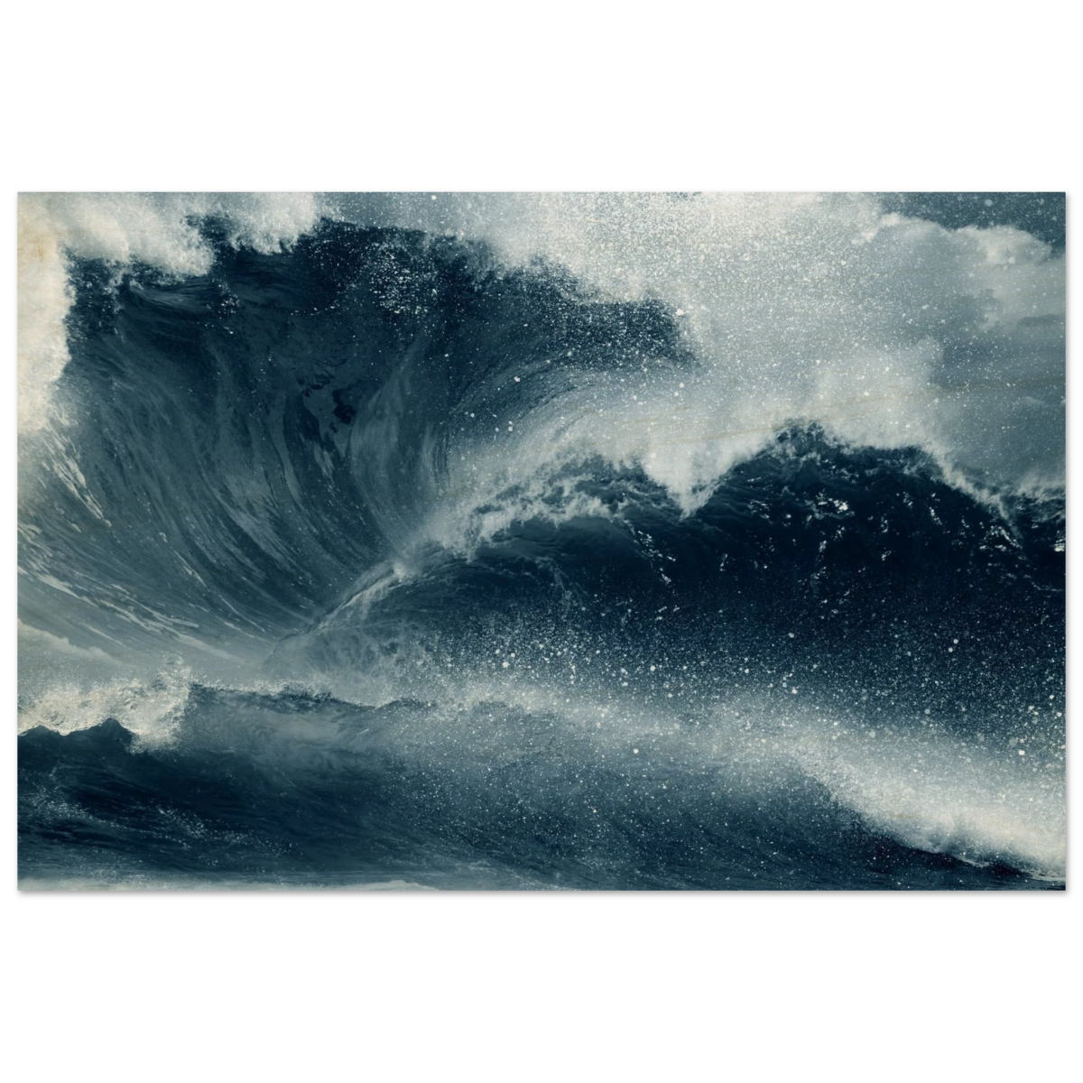 "Tempest Surge" – Monochrome Ocean Wave Wall Art Print - Wood Prints - 60x90 cm / 24x36″ - 