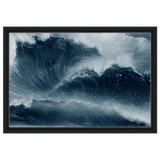 "Tempest Surge" – Monochrome Ocean Wave Wall Art Print - Framed Canvas - 40x60 cm / 16x24″ - Black frame