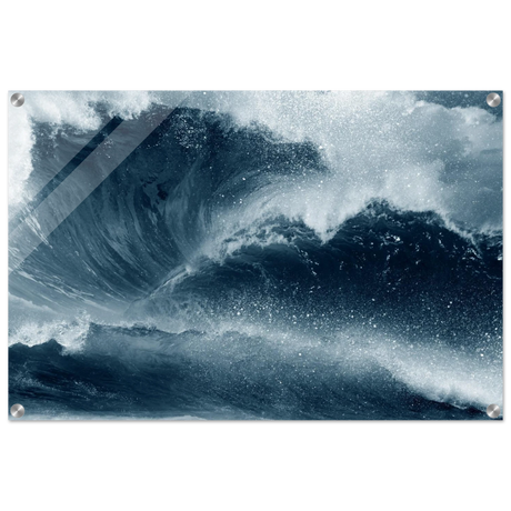 "Tempest Surge" – Monochrome Ocean Wave Wall Art Print - Acrylic Print - 50x75 cm / 20x30″ - 