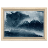 "Tempest Surge" – Monochrome Ocean Wave Wall Art Print - Framed Canvas - 20x30 cm / 8x12″ - Wood frame