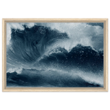 "Tempest Surge" – Monochrome Ocean Wave Wall Art Print - Framed Canvas - 40x60 cm / 16x24″ - Wood frame