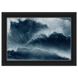 "Tempest Surge" – Monochrome Ocean Wave Wall Art Print - Framed Canvas - 20x30 cm / 8x12″ - Black frame