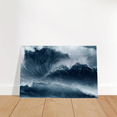 "Tempest Surge" – Monochrome Ocean Wave Wall Art Print - Brushed Aluminum Print - 40x60 cm / 16x24″ - 