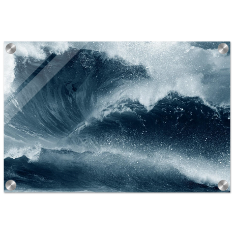 "Tempest Surge" – Monochrome Ocean Wave Wall Art Print - Acrylic Print - 30x45 cm / 12x18″ - 