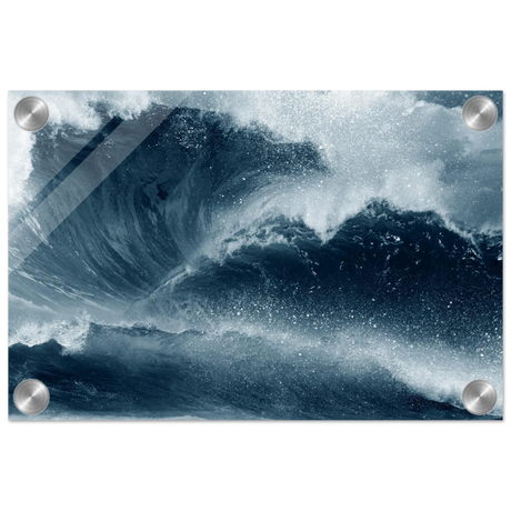 "Tempest Surge" – Monochrome Ocean Wave Wall Art Print - Acrylic Print - 20x30 cm / 8x12″ - 