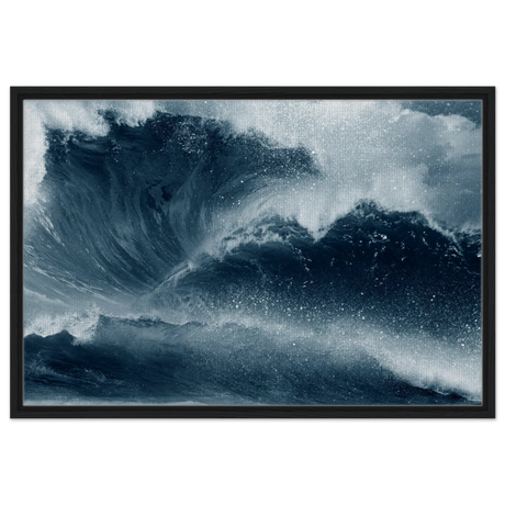 "Tempest Surge" – Monochrome Ocean Wave Wall Art Print - Framed Canvas - 60x90 cm / 24x36″ - Black frame