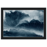 "Tempest Surge" – Monochrome Ocean Wave Wall Art Print - Framed Canvas - 30x45 cm / 12x18″ - Black frame