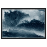 "Tempest Surge" – Monochrome Ocean Wave Wall Art Print - Framed Canvas - 50x75 cm / 20x30″ - Black frame