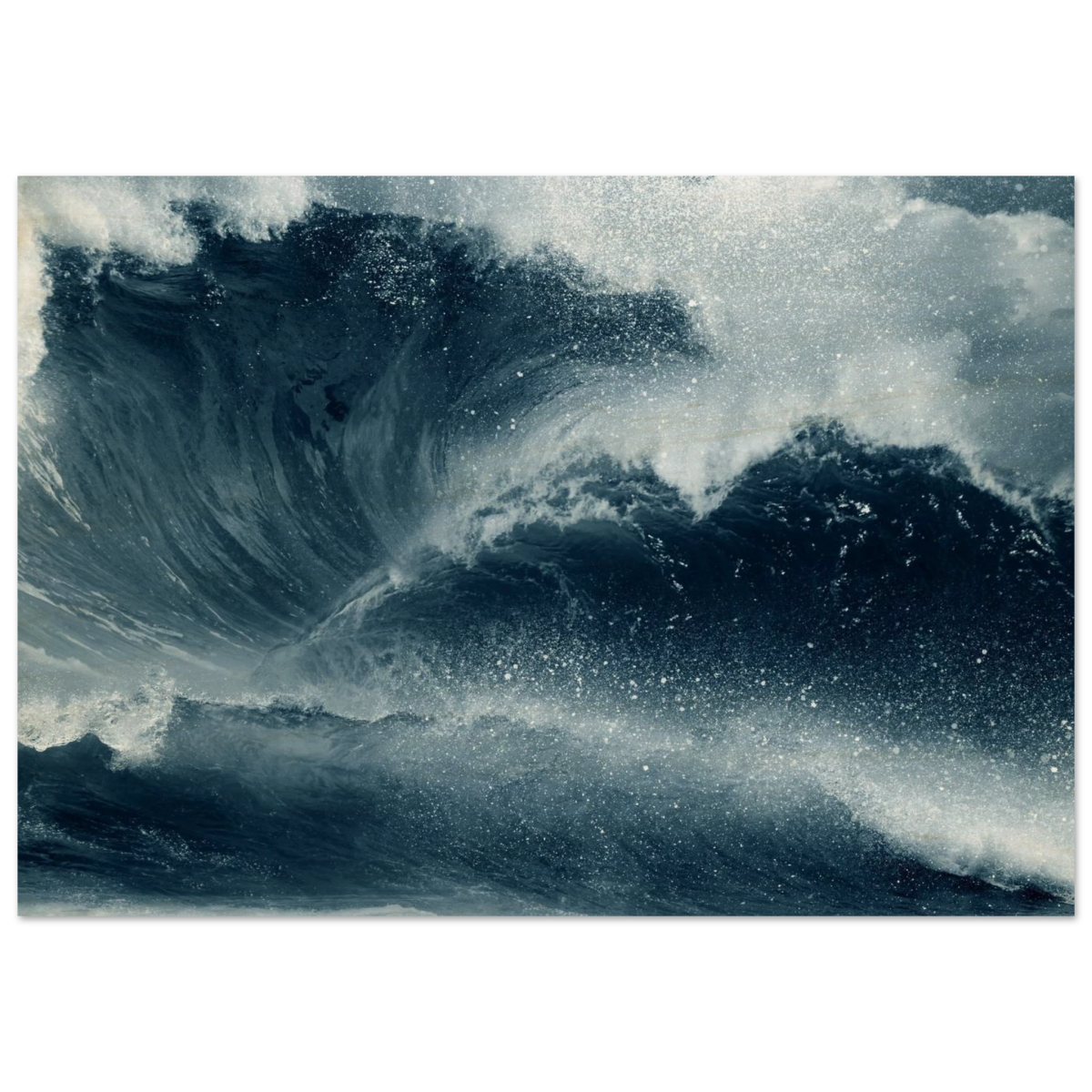 "Tempest Surge" – Monochrome Ocean Wave Wall Art Print - Wood Prints - 70x100 cm / 28x40″ - 