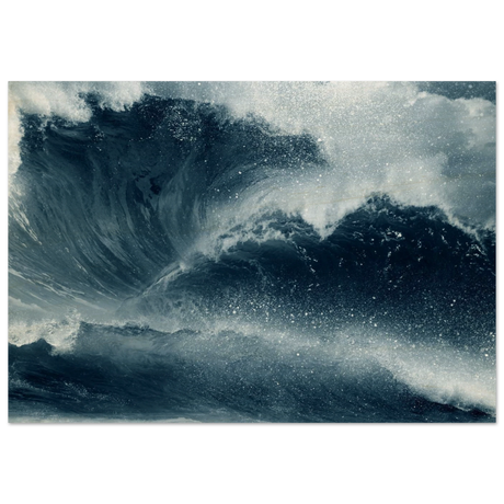 "Tempest Surge" – Monochrome Ocean Wave Wall Art Print - Wood Prints - 70x100 cm / 28x40″ - 