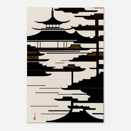 Temple in the Mist | Minimalist Japanese - inspired Wall art Print - Aluminum Print - 50x75 cm / 20x30″ - 