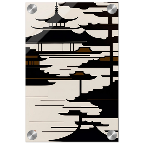 Temple in the Mist | Minimalist Japanese - inspired Wall art Print - Acrylic Print - 20x30 cm / 8x12″ - 
