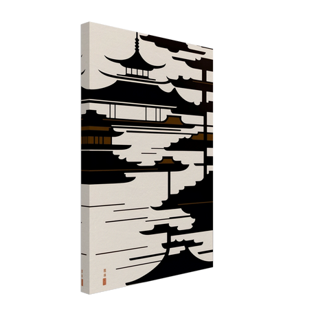 Temple in the Mist | Minimalist Japanese - inspired Wall art Print - Canvas - 30x45 cm / 12x18″ - 