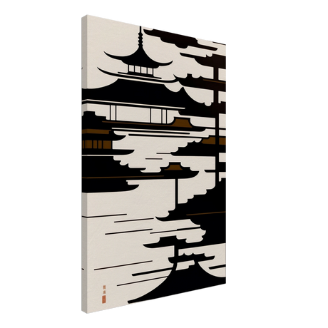 Temple in the Mist | Minimalist Japanese - inspired Wall art Print - Canvas - 50x75 cm / 20x30″ - 