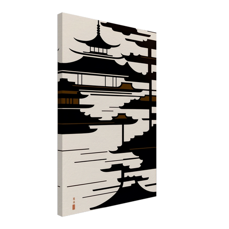 Temple in the Mist | Minimalist Japanese - inspired Wall art Print - Canvas - 40x60 cm / 16x24″ - 