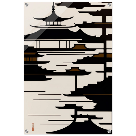 Temple in the Mist | Minimalist Japanese - inspired Wall art Print - Acrylic Print - 50x75 cm / 20x30″ - 