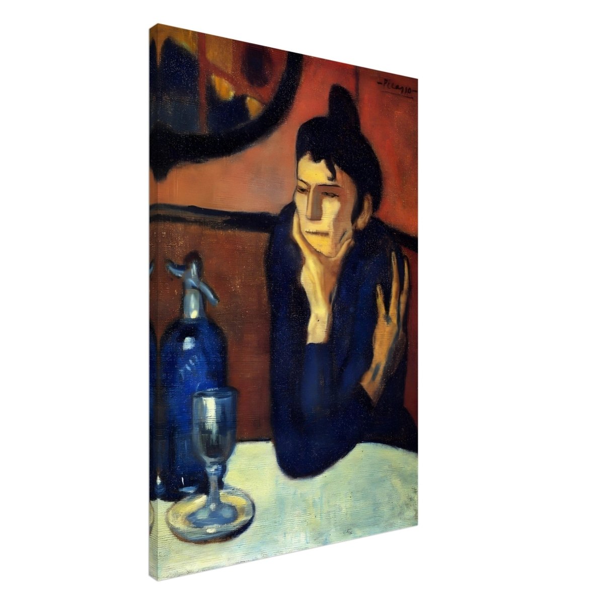 The Absinthe Drinker by Pablo Picasso | Vintage wall art print | Blue Period - Canvas - 60x90 cm / 24x36″ - 