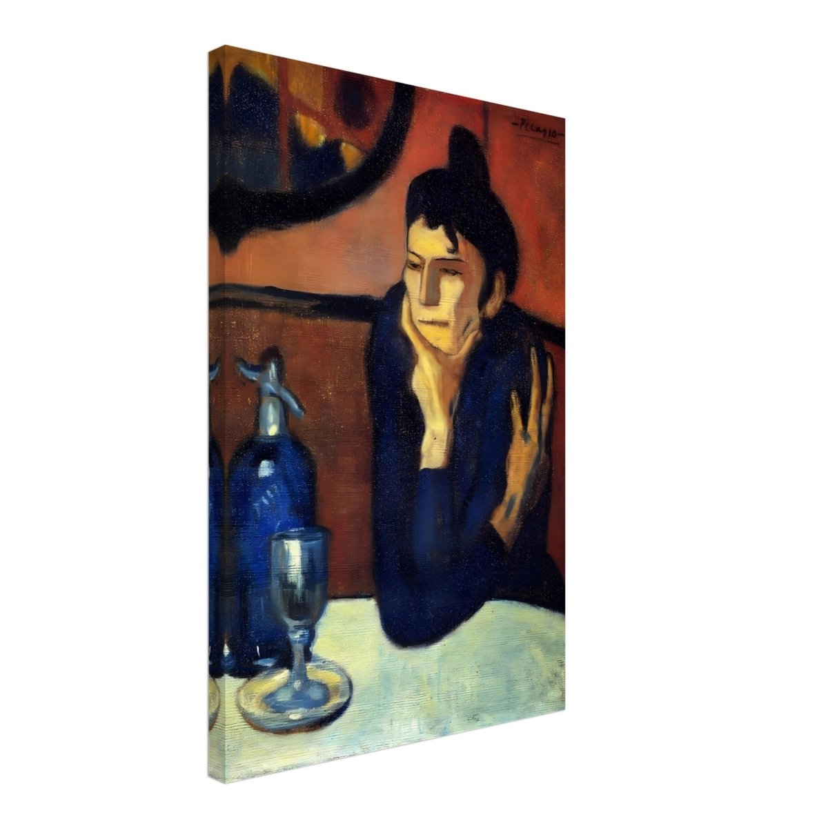 The Absinthe Drinker by Pablo Picasso | Vintage wall art print | Blue Period - Canvas - 40x60 cm / 16x24″ - 