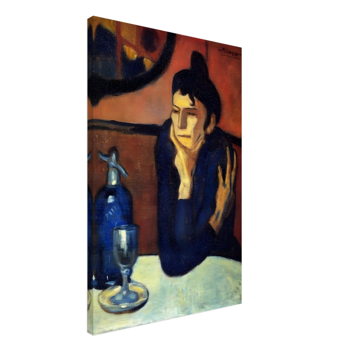 The Absinthe Drinker by Pablo Picasso | Vintage wall art print | Blue Period - Canvas - 50x75 cm / 20x30″ - 