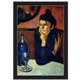 The Absinthe Drinker by Pablo Picasso | Vintage wall art print | Blue Period - Framed Canvas - 30x45 cm / 12x18″ - Black frame