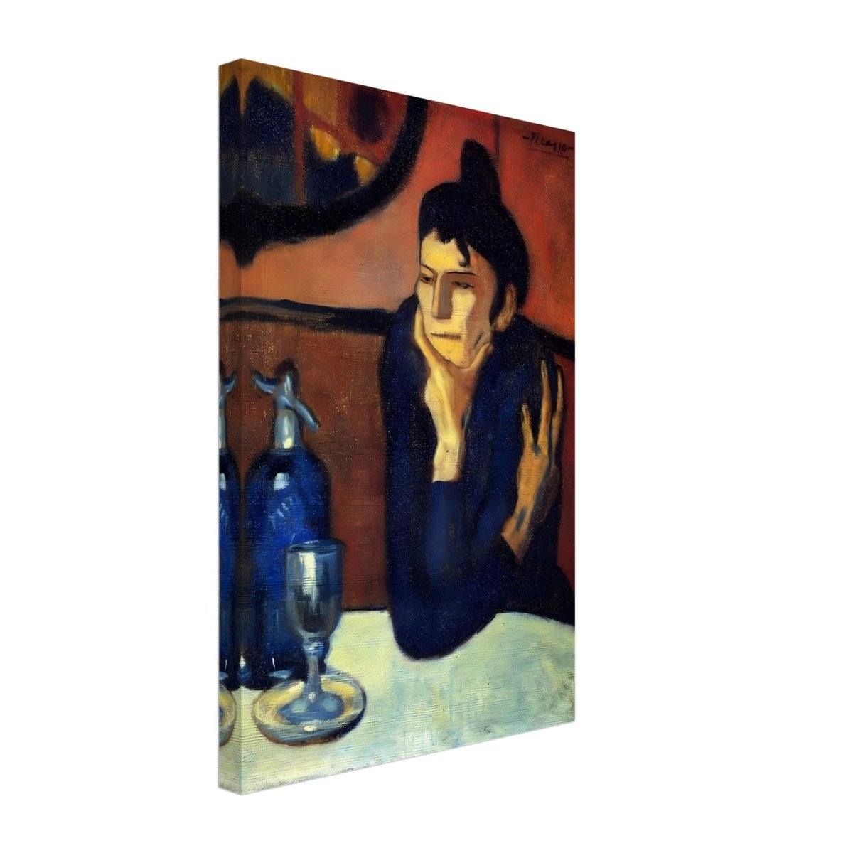 The Absinthe Drinker by Pablo Picasso | Vintage wall art print | Blue Period - Canvas - 30x45 cm / 12x18″ - 