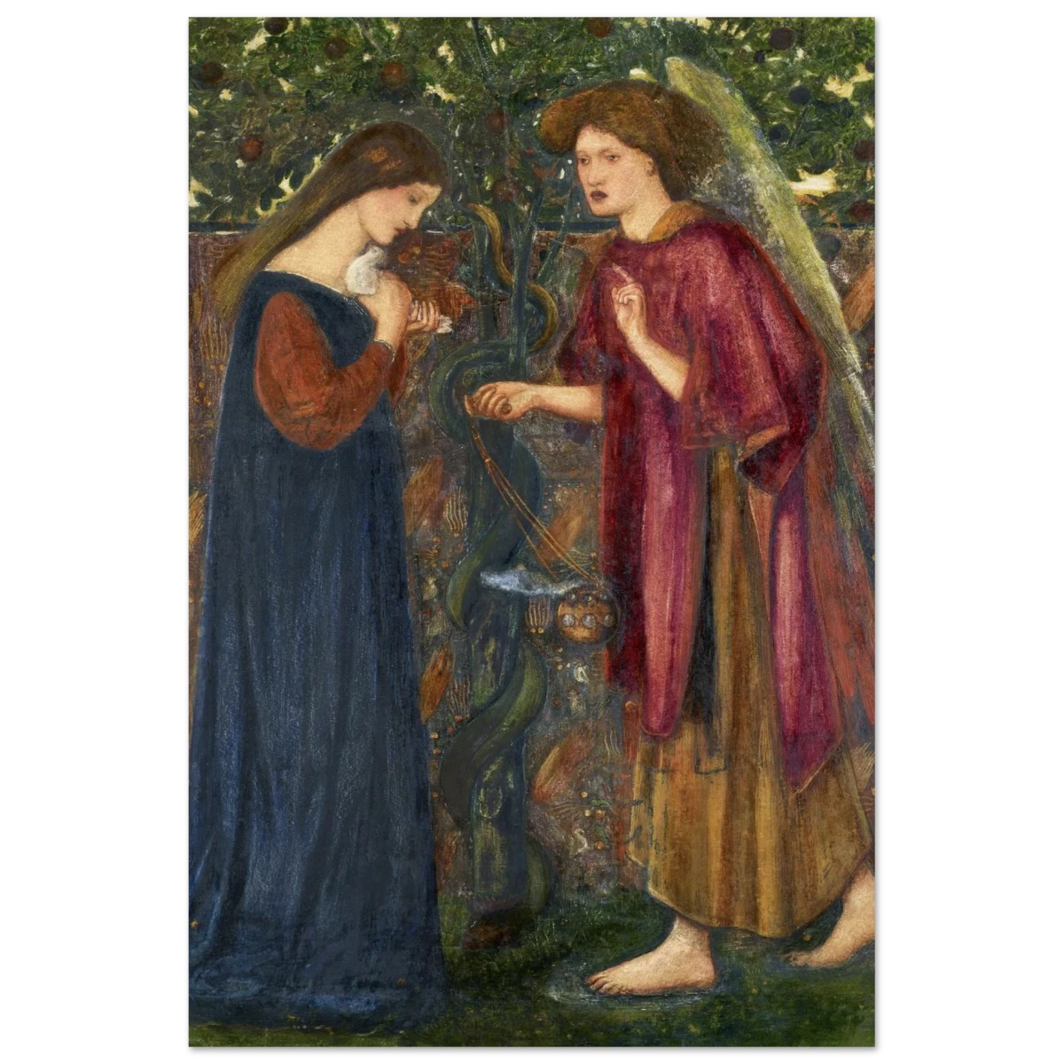 The Annunciation by Sir Edward Burne–Jones | A Masterpiece of Pre - Raphaelite Art | wall Art Print - Wood Prints - 30x45 cm / 12x18″ - 