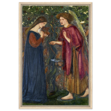 The Annunciation by Sir Edward Burne–Jones | A Masterpiece of Pre - Raphaelite Art | wall Art Print - Framed Canvas - 50x75 cm / 20x30″ - Wood frame