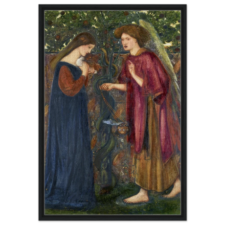 The Annunciation by Sir Edward Burne–Jones | A Masterpiece of Pre - Raphaelite Art | wall Art Print - Framed Canvas - 60x90 cm / 24x36″ - Black frame
