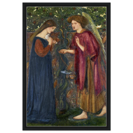 The Annunciation by Sir Edward Burne–Jones | A Masterpiece of Pre - Raphaelite Art | wall Art Print - Framed Canvas - 50x75 cm / 20x30″ - Black frame