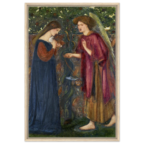 The Annunciation by Sir Edward Burne–Jones | A Masterpiece of Pre - Raphaelite Art | wall Art Print - Framed Canvas - 60x90 cm / 24x36″ - Wood frame