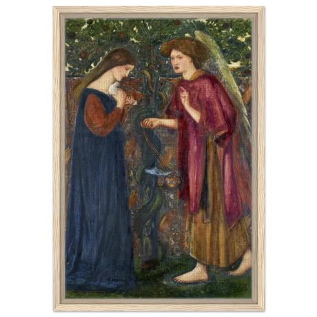 The Annunciation by Sir Edward Burne–Jones | A Masterpiece of Pre - Raphaelite Art | wall Art Print - Framed Canvas - 40x60 cm / 16x24″ - Wood frame