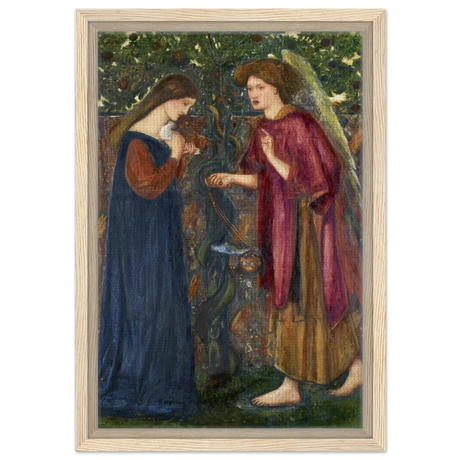 The Annunciation by Sir Edward Burne–Jones | A Masterpiece of Pre - Raphaelite Art | wall Art Print - Framed Canvas - 30x45 cm / 12x18″ - Wood frame