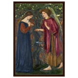The Annunciation by Sir Edward Burne–Jones | A Masterpiece of Pre - Raphaelite Art | wall Art Print - Framed Canvas - 60x90 cm / 24x36″ - Dark wood frame