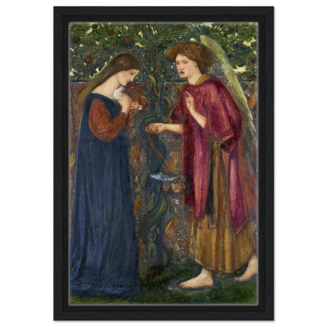 The Annunciation by Sir Edward Burne–Jones | A Masterpiece of Pre - Raphaelite Art | wall Art Print - Framed Canvas - 30x45 cm / 12x18″ - Black frame