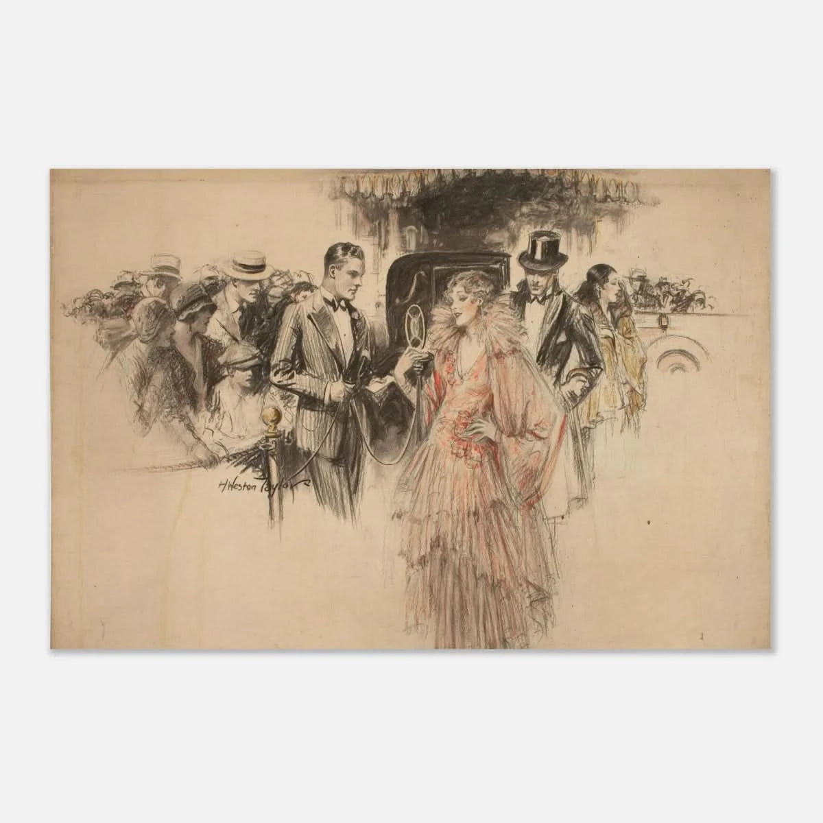 "The Arrival" – Gilded Age Fashion & Society by H. Weston Taylor | Vintage Illustration Wall Art Print - Aluminum Print - 40x60 cm / 16x24″ - 