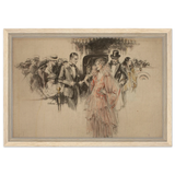 "The Arrival" – Gilded Age Fashion & Society by H. Weston Taylor | Vintage Illustration Wall Art Print - Framed Canvas - 30x45 cm / 12x18″ - Wood frame