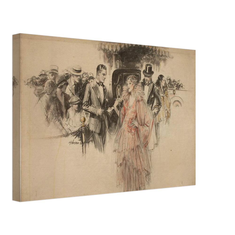 "The Arrival" – Gilded Age Fashion & Society by H. Weston Taylor | Vintage Illustration Wall Art Print - Canvas - 30x45 cm / 12x18″ - 