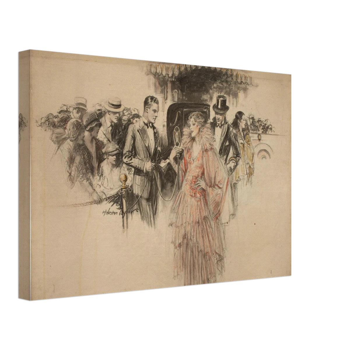 "The Arrival" – Gilded Age Fashion & Society by H. Weston Taylor | Vintage Illustration Wall Art Print - Canvas - 30x45 cm / 12x18″ - 