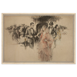 "The Arrival" – Gilded Age Fashion & Society by H. Weston Taylor | Vintage Illustration Wall Art Print - Framed Canvas - 50x75 cm / 20x30″ - Wood frame