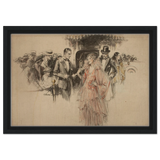 "The Arrival" – Gilded Age Fashion & Society by H. Weston Taylor | Vintage Illustration Wall Art Print - Framed Canvas - 30x45 cm / 12x18″ - Black frame