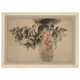 "The Arrival" – Gilded Age Fashion & Society by H. Weston Taylor | Vintage Illustration Wall Art Print - Framed Canvas - 20x30 cm / 8x12″ - Wood frame