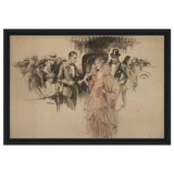 "The Arrival" – Gilded Age Fashion & Society by H. Weston Taylor | Vintage Illustration Wall Art Print - Framed Canvas - 40x60 cm / 16x24″ - Black frame