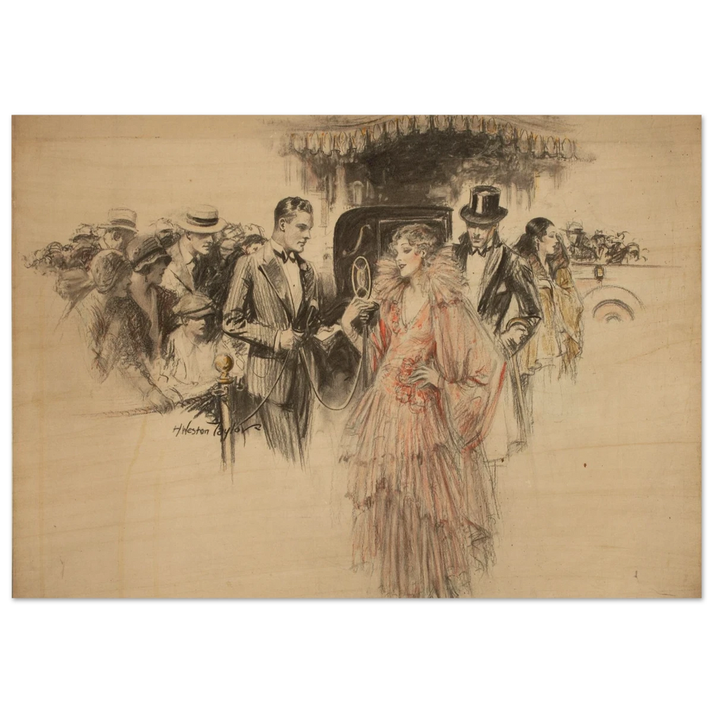 "The Arrival" – Gilded Age Fashion & Society by H. Weston Taylor | Vintage Illustration Wall Art Print - Wood Prints - 70x100 cm / 28x40″ - 