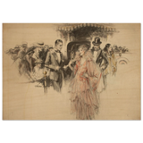"The Arrival" – Gilded Age Fashion & Society by H. Weston Taylor | Vintage Illustration Wall Art Print - Wood Prints - 70x100 cm / 28x40″ - 